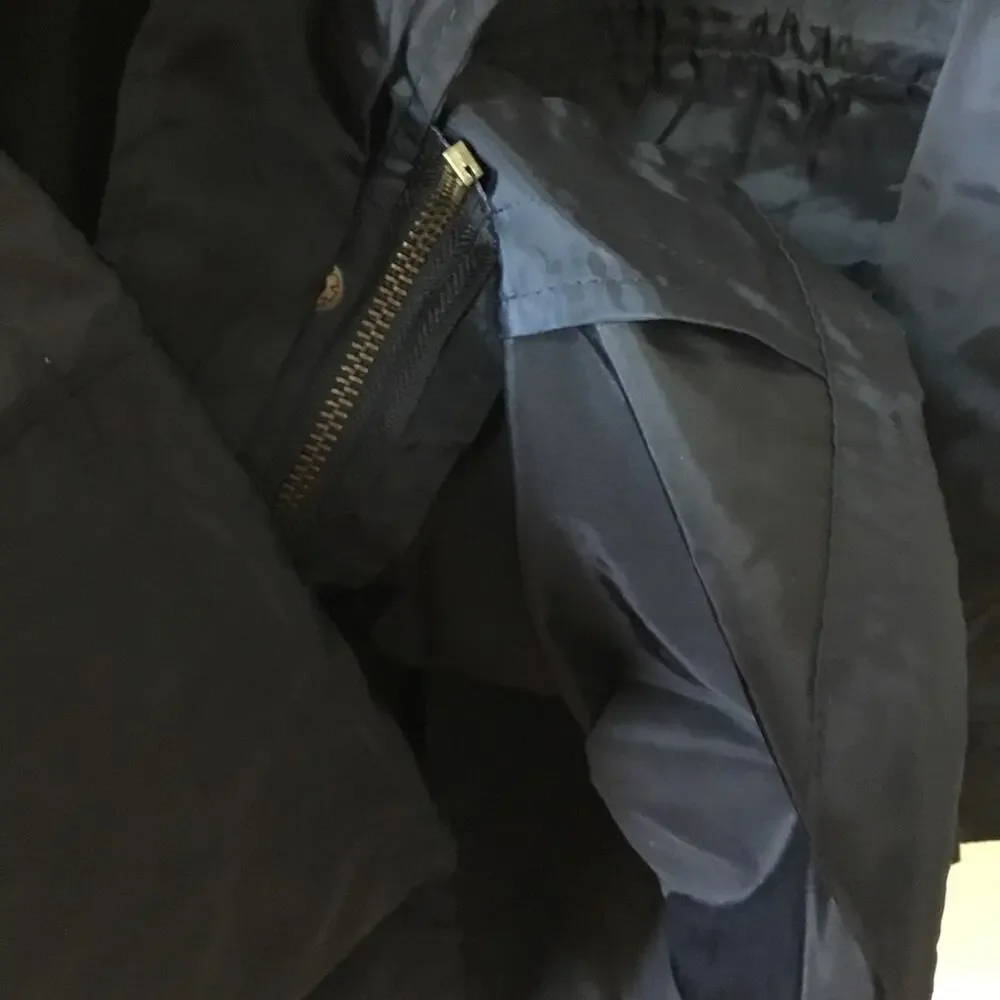 Navy Glossy Drawstring Trim Button-Down Coach Jacket - Picture 11 of 16